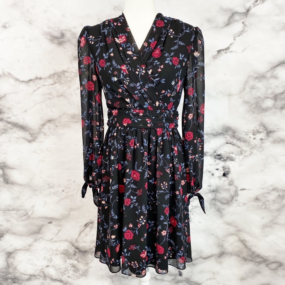 Gal Meets Glam Black Floral Fit & Flare Dress